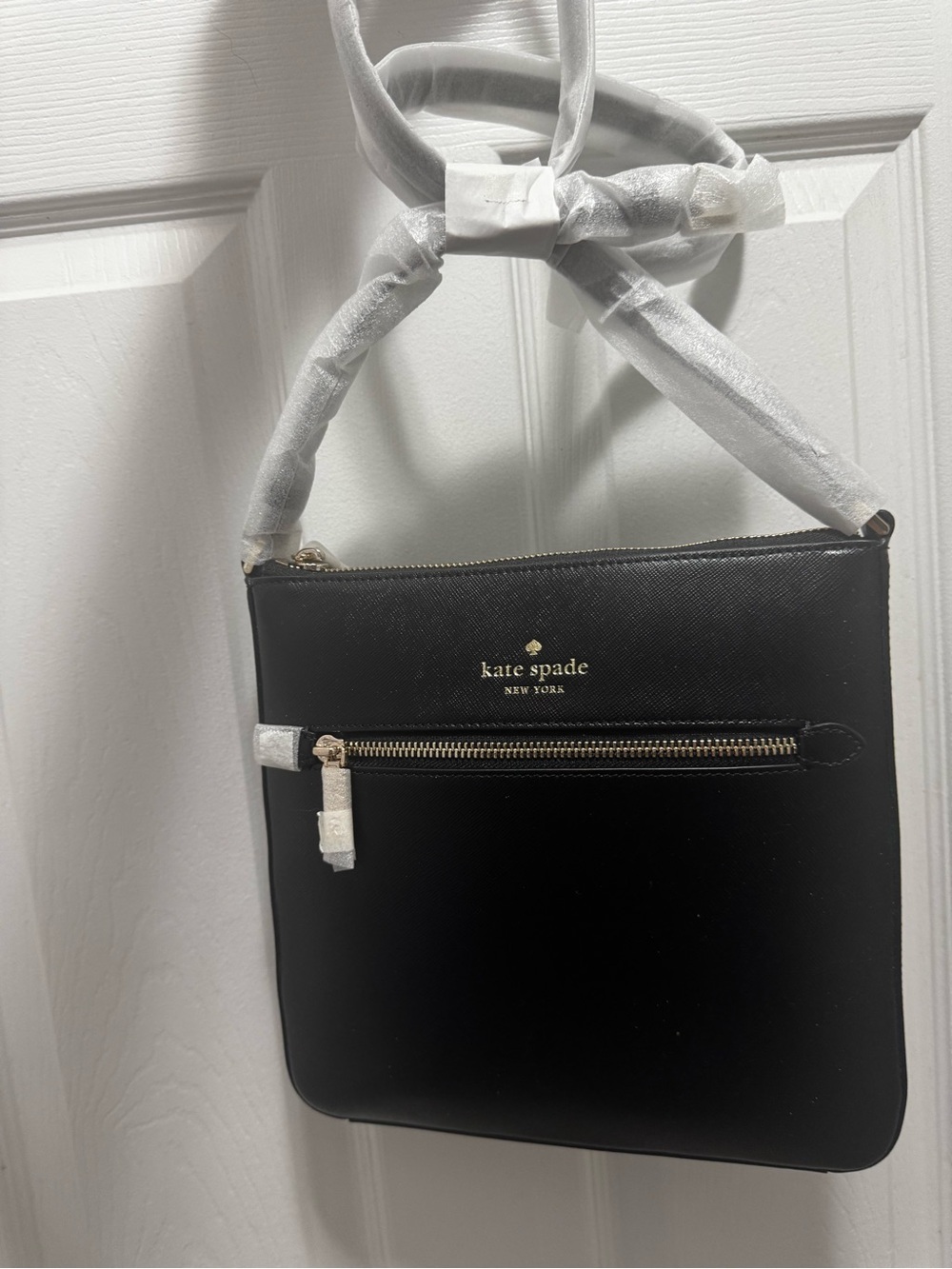 kate spade Black Leather Zip-Front Crossbody